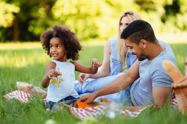 Famiglia Felice Divertirsi Insieme Picnic — Foto Stock