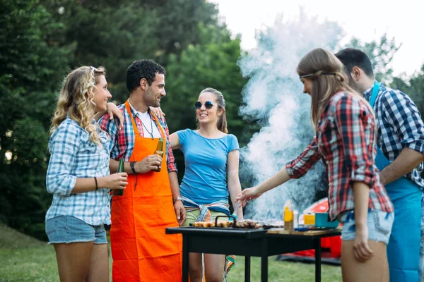 Young People Having Bbq Party Nature — Stock Photo, Image