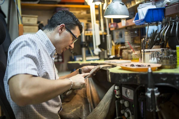 Young Smart Cute Jeweler Creating Jewelry — Stock Photo, Image