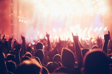 Kalabalığı eğlendirmekten elleri havada Müzik Festivali'nde zevk
