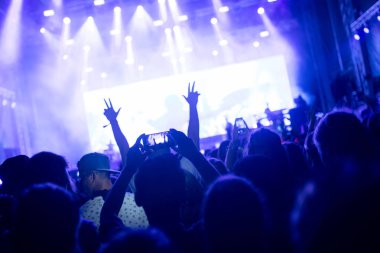 Müzik Festivali'nde zevk mutlu dans kalabalık portresi