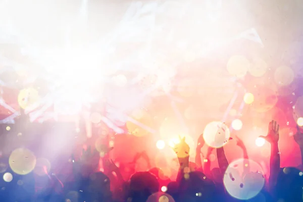 Cheering Crowd Hands Air Enjoying Music Festival — Stock Photo, Image