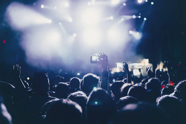 Porträt Einer Fröhlichen Menge Die Beim Musikfestival Genießt Und Tanzt — Stockfoto