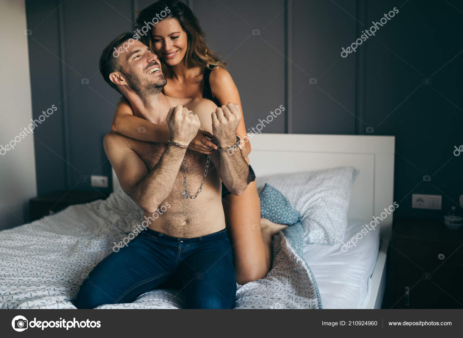 Woman Man Playing Domination Games Bed Together Stock Photo by ©nd3000 210924960