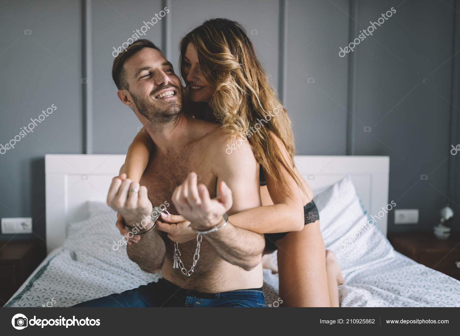 Woman Man Playing Domination Games Bed Together Stock Photo by ©nd3000 210925862