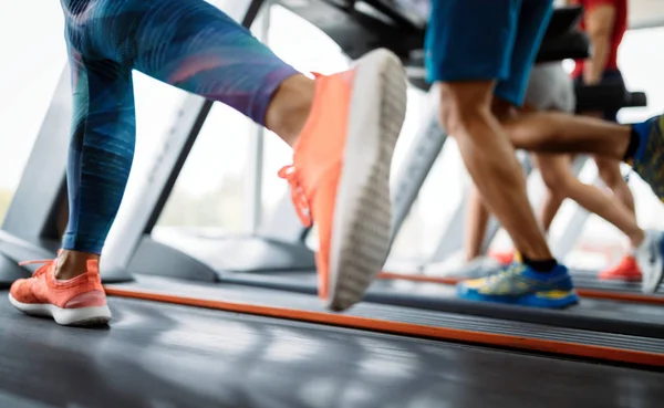 Foto Personas Haciendo Entrenamiento Cardiovascular Cinta Correr Gimnasio —  Fotos de Stock