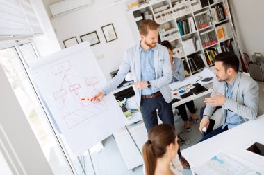 İş seminer ve flipchart üzerinde temsil lecutre