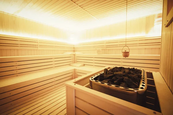 Gezonde Finse Sauna Interieur Met Decoratie — Stockfoto
