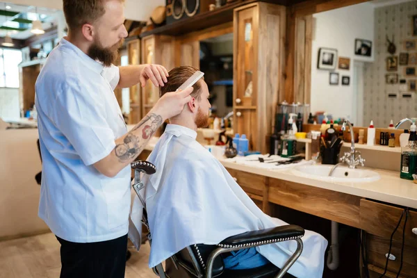 Mustasch Skägg Hårvårdsprodukter Frisersalong — Stockfoto