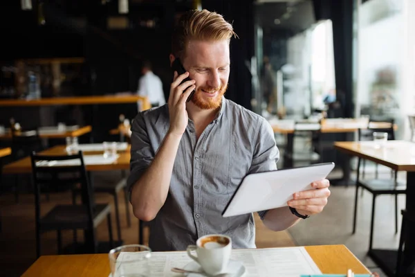 Handsome Smart Businessman Constantly Busy Working — Stock Photo, Image