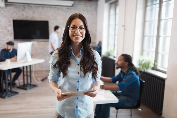 Portrait Young Beautiful Smiling Architect Office — Stock Photo, Image