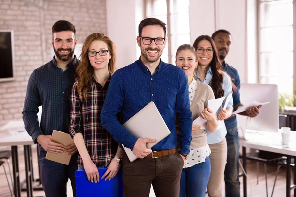 Group Successful Young Architects Posing Office — Stock Photo, Image