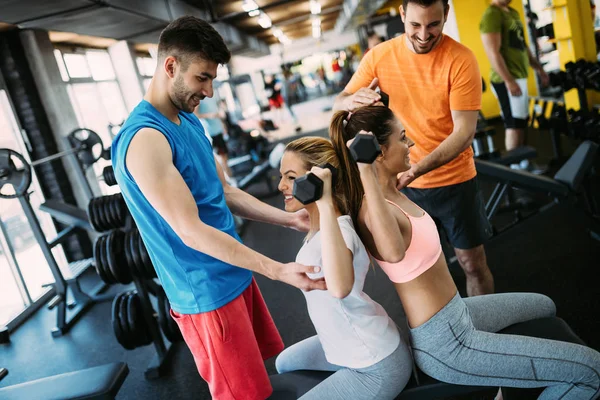 Fitness Sport Exercising Healthy Lifestyle Concept Group Happy People Gym — Stock Photo, Image