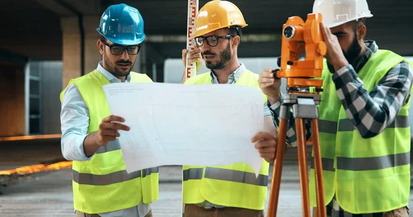 Arkitekten Konsultera Ingenjör Konstruktion Eller Byggnadsplatsen — Stockfoto