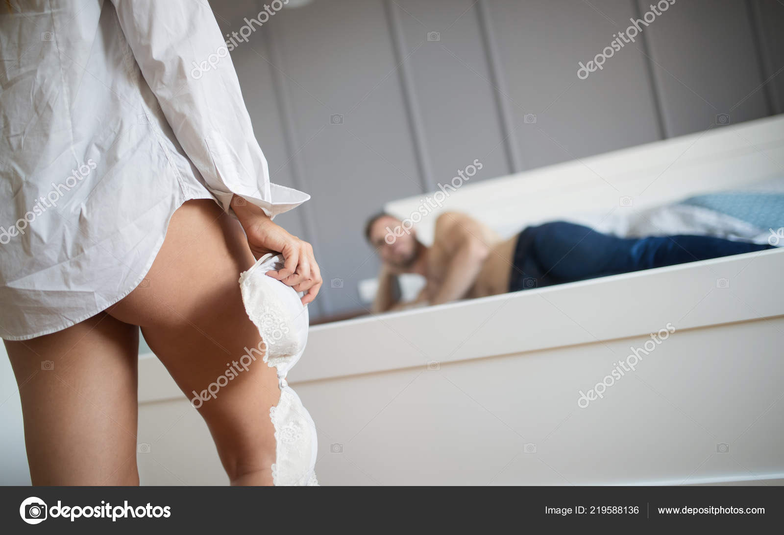 Sexy Woman Getting Ready Sex Bedroom Her Lover Stock Photo by ©nd3000 219588136