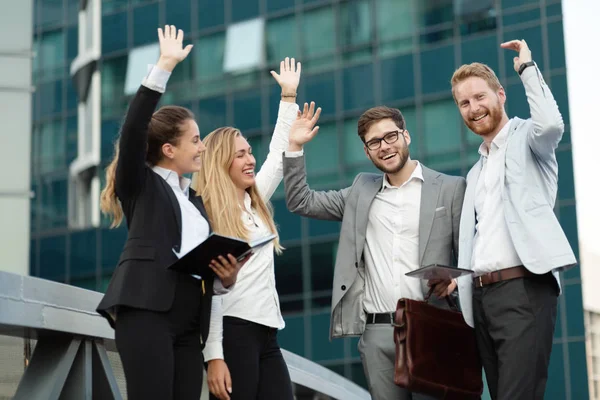 Businessgroep Van Mensen Drukke Collega Buiten — Stockfoto