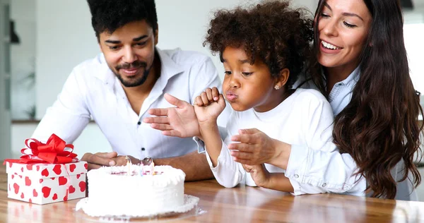 Aile Olay Doğum Günü Parti Beraberlik Mutluluk Evde — Stok fotoğraf