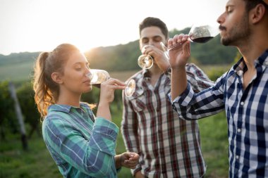 Örnekleme ve şarapları tatma insanlar