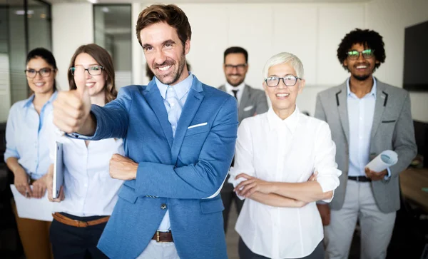 Erfolgreiche Glückliche Gruppe Von Menschen Bei Der Arbeit Büro — Stockfoto