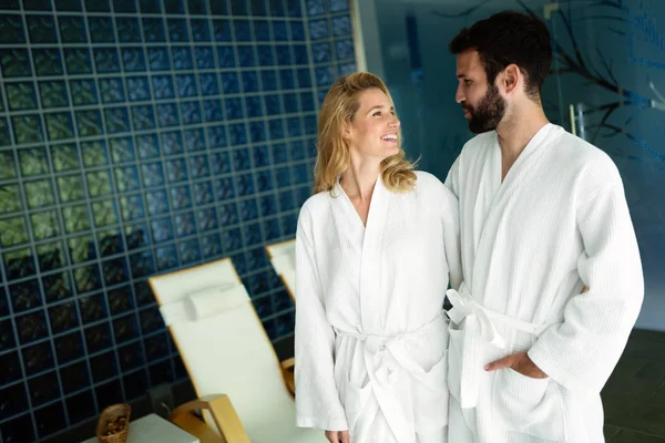 Attractive Happy Couple Relaxing Spa Center Together — Stock Photo, Image