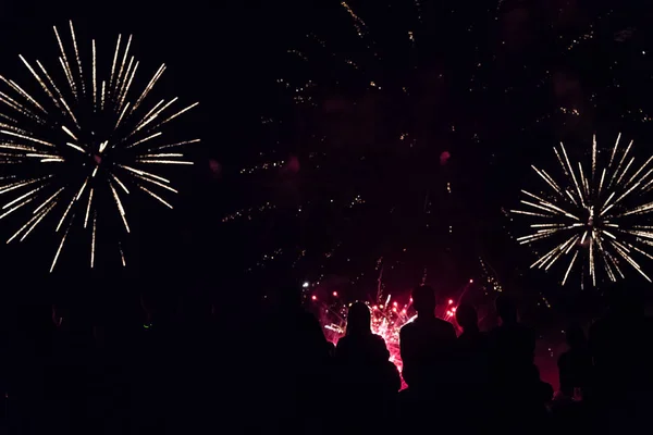 Capodanno Concetto Vigilia Tifo Folla Fuochi Artificio — Foto Stock