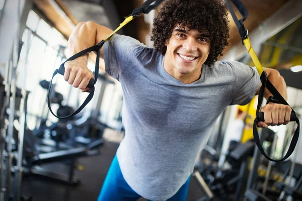 Esporte Fitness Musculação Estilo Vida Conceito Pessoas Homem Exercitando Exercitar — Fotografia de Stock