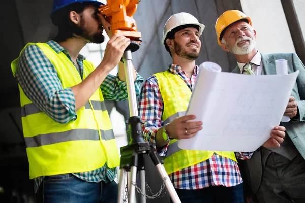 Ingenieur Bauunternehmer Architekt Investor Teamwork Gruppe Von Bauleuten Die Über — Stockfoto