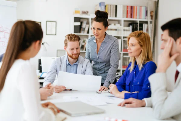 Reunión Gente Negocios Día Ocupado Oficina — Foto de Stock