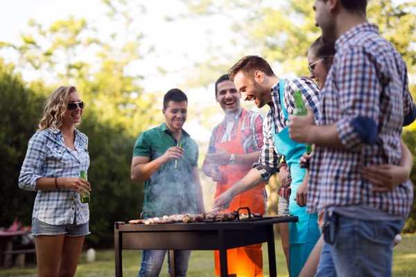 Vänner som har grillfest — Stockfoto