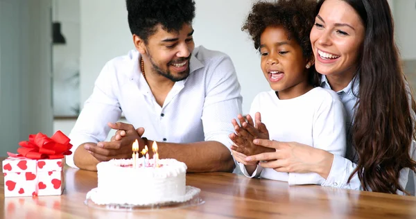 Aile Olay Doğum Günü Parti Beraberlik Mutluluk Evde — Stok fotoğraf