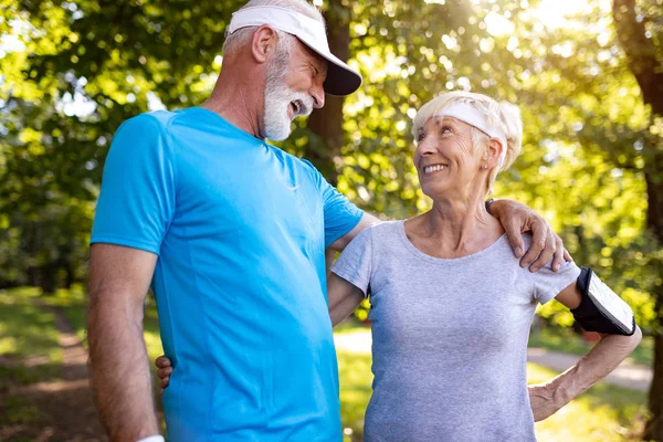 Fitness Deporte Estilo Vida Concepto Feliz Pareja Personas Mayores Ropa — Foto de Stock