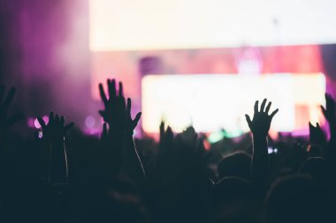 Konserde müzik performans zevk mutlu kalabalık tezahürat