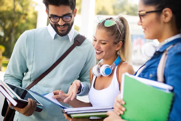 Diversidad Estudiantes Amigos Trabajo Equipo Ideas Felicidad Concepto — Foto de Stock