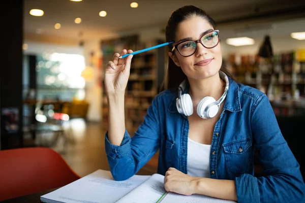 Beautiful Student Girl Learning Library University — Stock Photo, Image