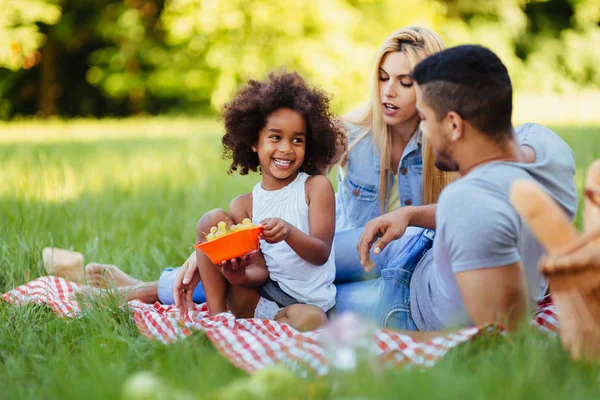 Famiglia Felice Divertirsi Insieme Picnic — Foto Stock