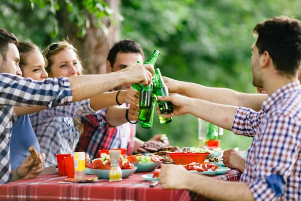 Fiatalok Természetben Amelyek Bbq Fél — Stock Fotó