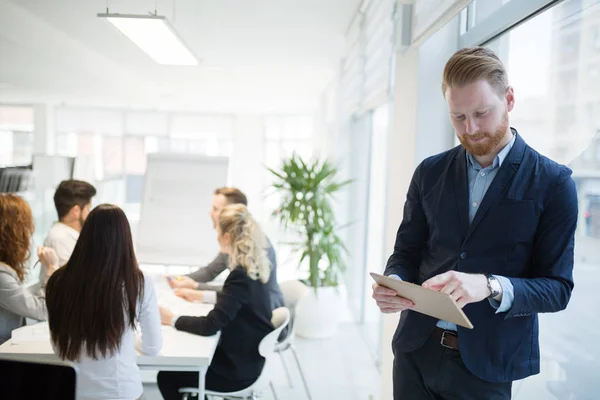 Young Attractive Male Architect Using Digital Tablet Office — Stock Photo, Image