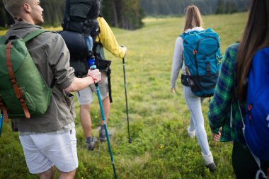 Dört mutlu arkadaş Dağları üzerinde seyir ve having fun