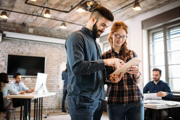 Portrait Young Architects Having Discussion Office — Stock Photo, Image