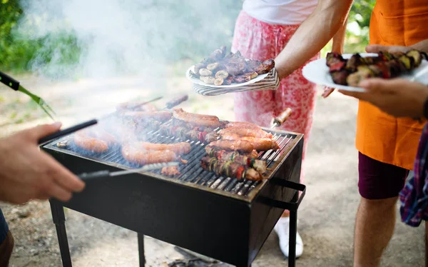 Assorted Meat Chicken Pork Various Vegetables Barbecue Grill — Stock Photo, Image