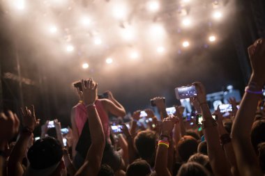 Müzik Festivali'nde zevk mutlu dans kalabalık portresi