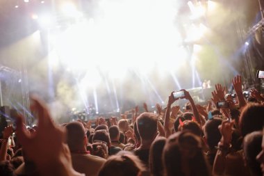 Müzik Festivali'nde zevk mutlu dans kalabalık portresi