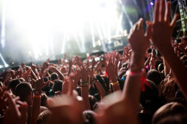 Müzik Festivali'nde zevk mutlu dans kalabalık portresi