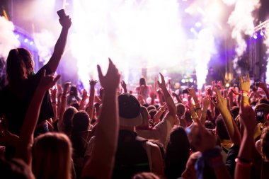 Müzik Festivali'nde zevk mutlu dans kalabalık portresi