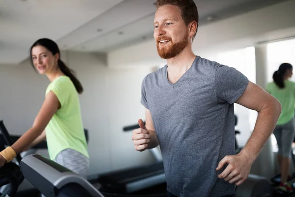 Gente Corriendo Una Cinta Correr Cardio Del Club Salud — Foto de Stock