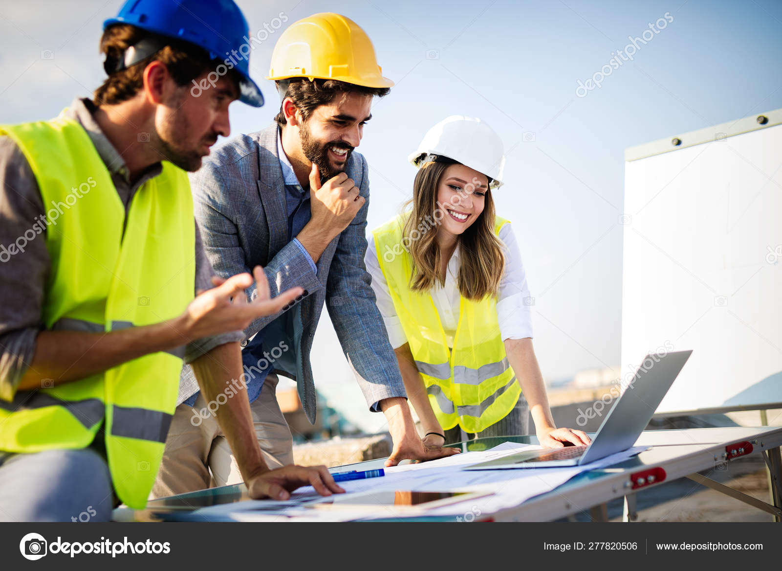 Team Architects Engineers People Group Construciton Site Check ...
