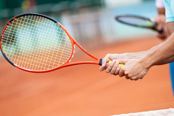 Happy Fit Mensen Samen Tennissen Sport Concept — Stockfoto