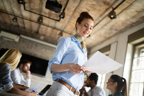 Succès Heureux Groupe Affaires Personnes Travail Dans Bureau — Photo