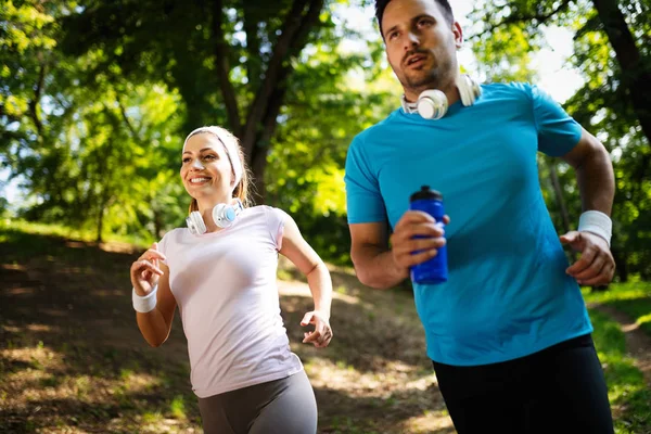 Fitness Training Couple Love Outdoor — Stock Photo, Image
