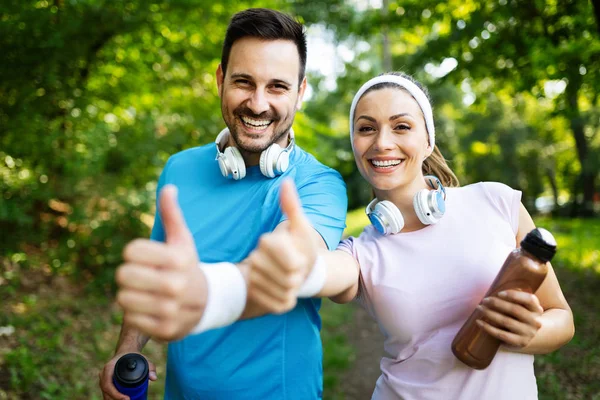 Beautiful sporty happy couple exercising together. Sport concept
